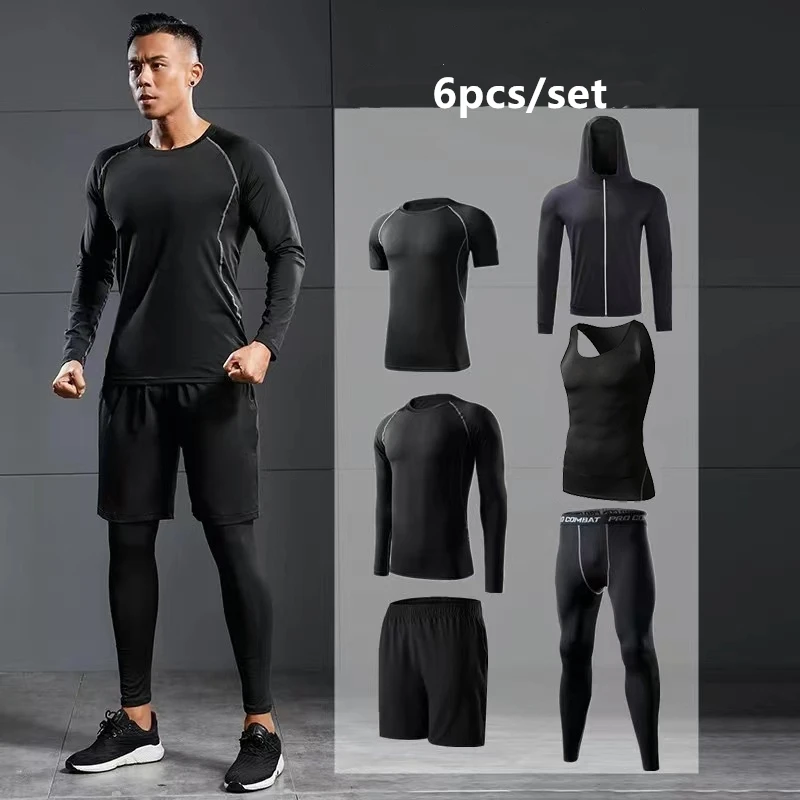 Sports Suit Men\'s Running Sets Compression Gym Fitness Sportswear Quick Dry Basketball Tights Outdoor Jogging Training Underwear