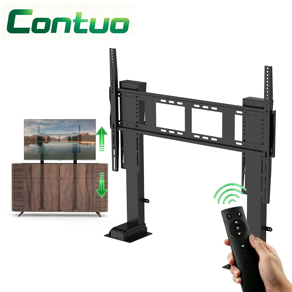 Hidden Electric Lifting TV Bracket Remote Control Height Adjustable Motorized TV Floor Double Column TV Lift Stand Cabinet