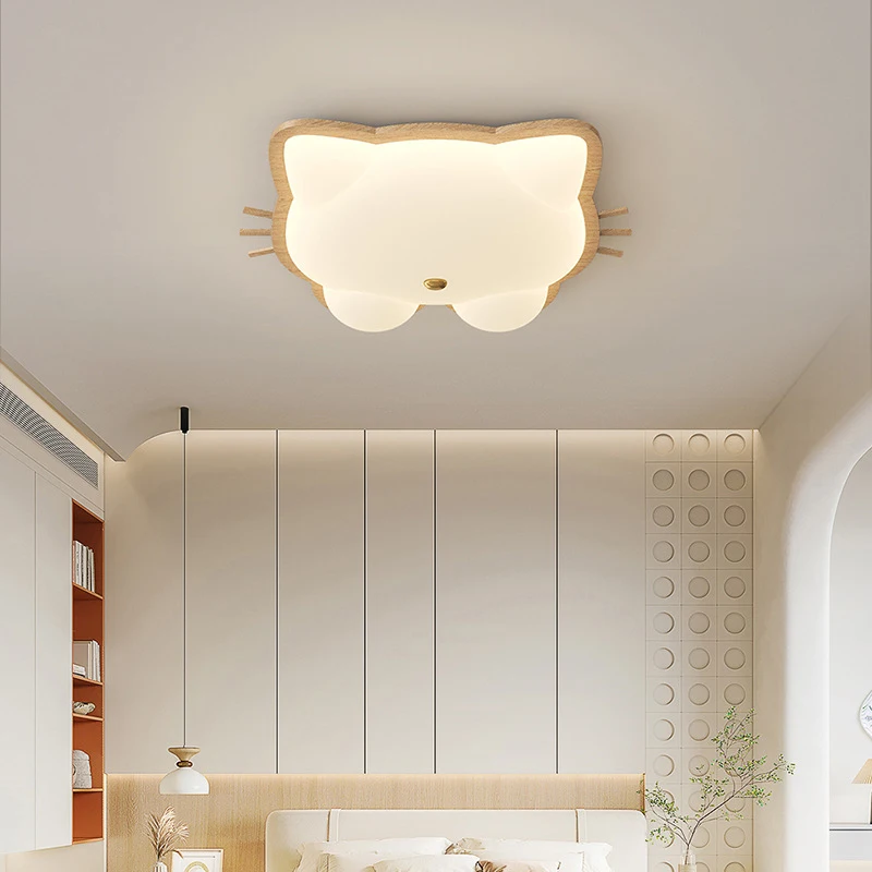 AiPaiTe Rubber Wooden LED Animal Ceiling Light in Cream Color for Children's Room, Bedroom and other Home Decoration