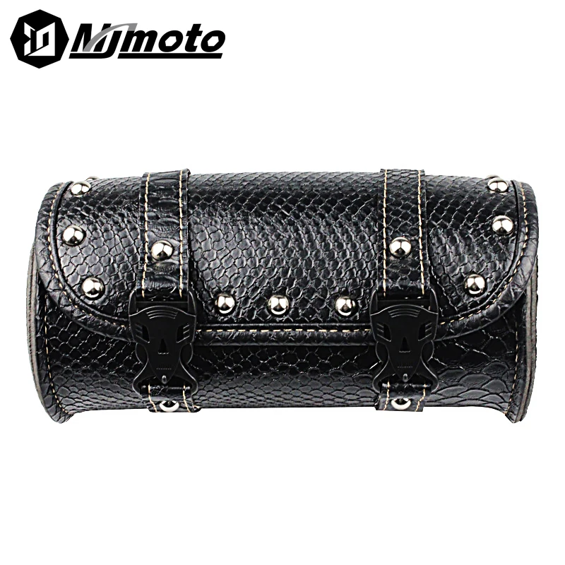 Crocodile Pattern Retro Motorcycle Cruiser Tool Bag Fork Barrel Shape Handlebar Front Fork Bag Motocross Mini Hanging Bag Newest