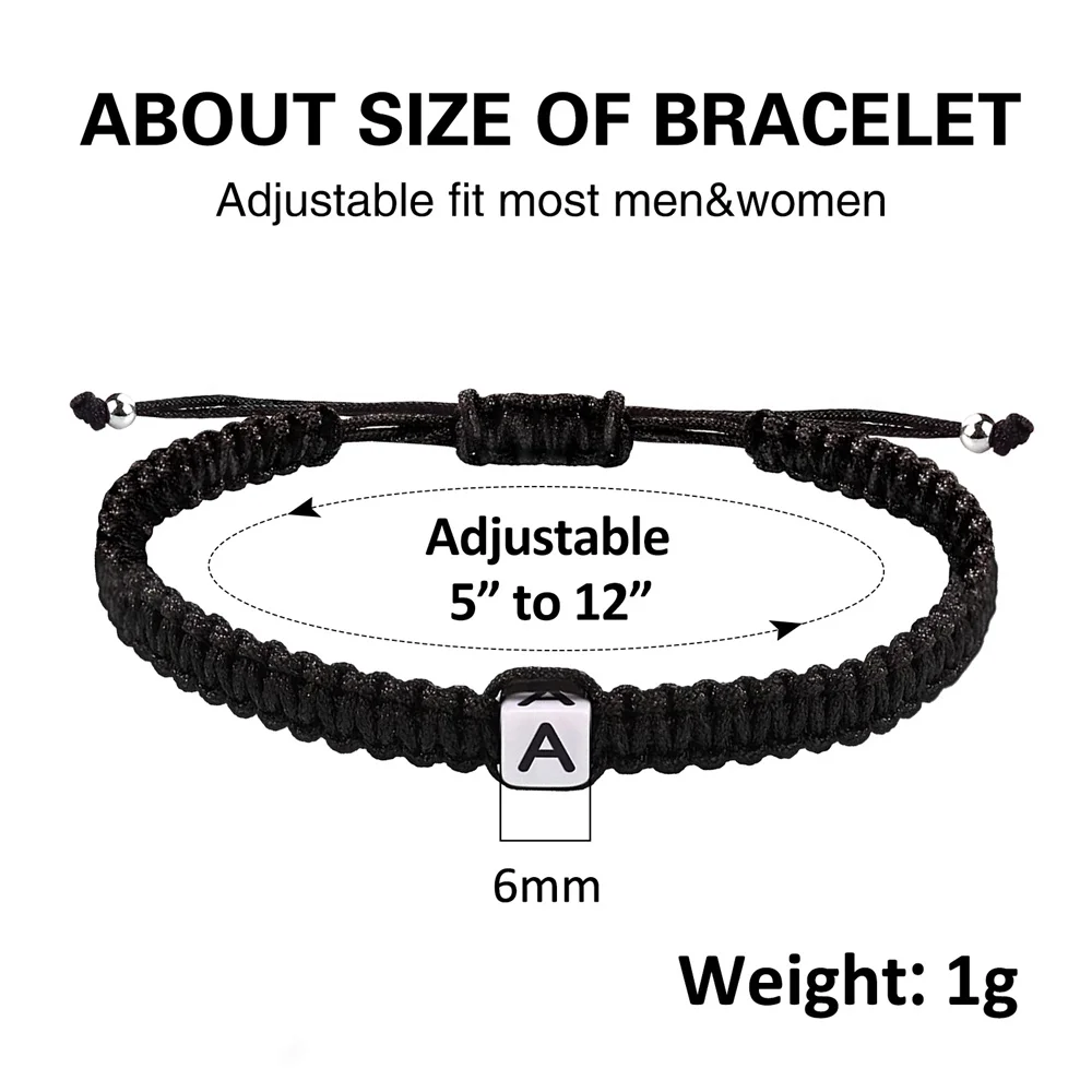 Acrylic Water Grinding Bead Tail Bead 26 Letters Bangle For Women Man Jewelry Hand Braided Rope Thread Bracelet Adjustable 2024