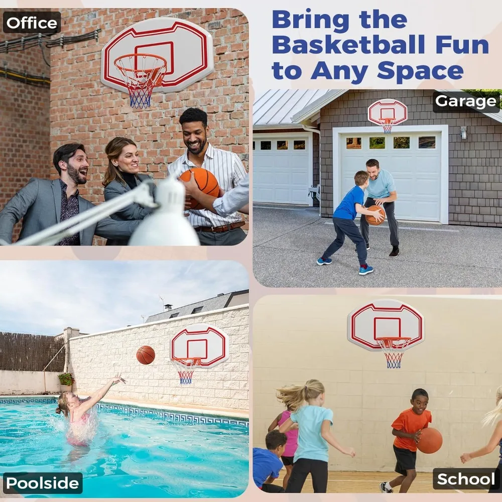 屋内外兼用ミニバスケットボールフープ、36 x 24の割れないバックボードと18インチのリム付き、家庭用