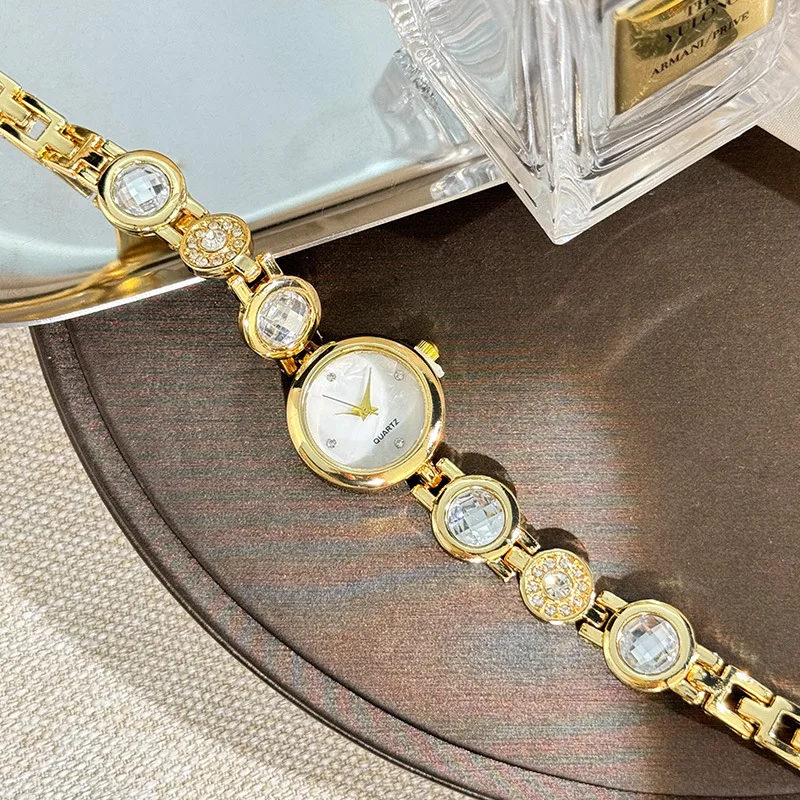 Ladies' watch brand, fashionable diamond inlaid light luxury gemstone bracelet, quartz clock, women's watch Reloj V162