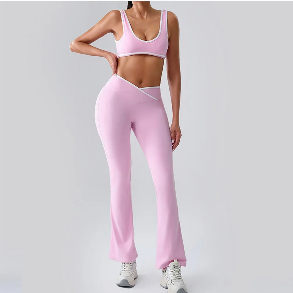 

2 Pieces Women Yoga Set Workout Outfits Fitness Clothes Sportswear Gym Tracksuit High Waist Leggings Sports Bra Athletic Wear