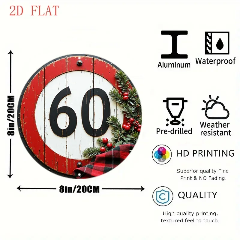 8 Inch Round Aluminum Wall Sign Panorama Mountain River Forest 2D Flat Farmhouse Decor Gift For Garden Cafe Front Door