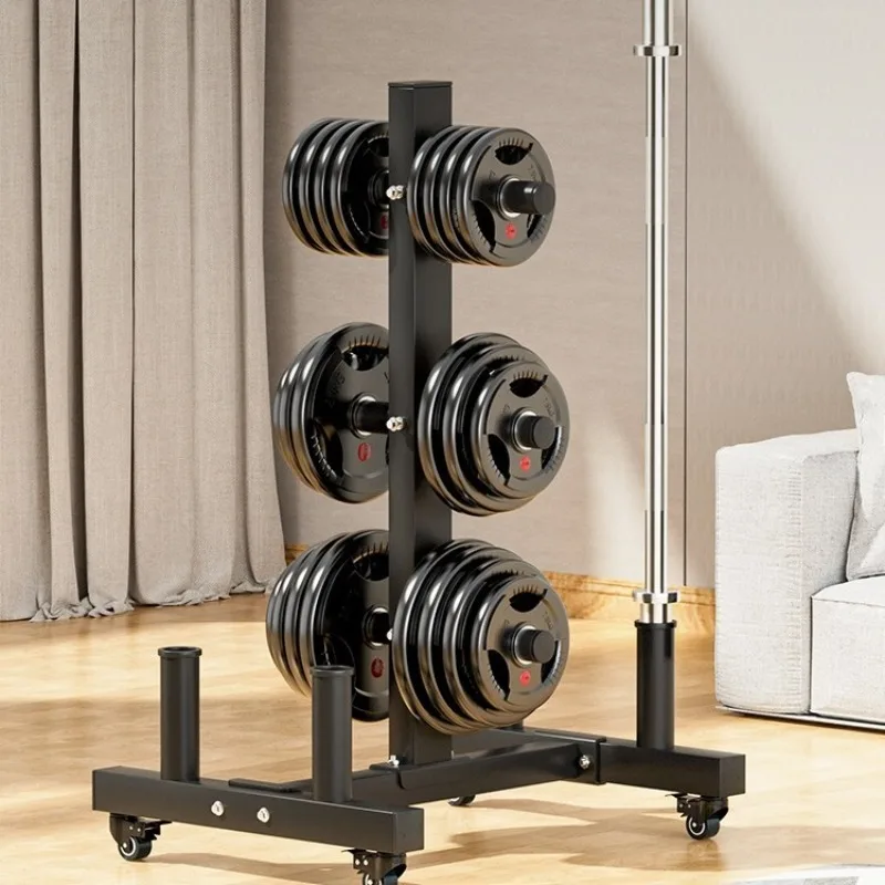 Mobile Barbell Storage Rack Display Rack Large Hole Barbell Trailer Rack Fitness Equipment Pole Storage Movable Body Building