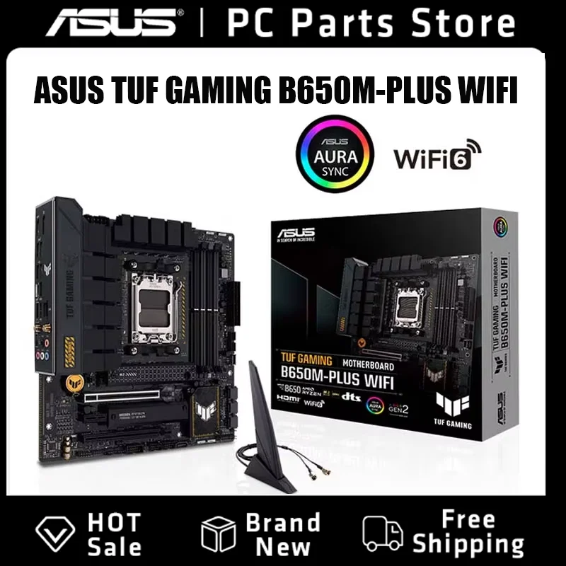 اللوحة الأم للألعاب ASUS TUF GAMING B650M-PLUS WIFI شديدة التحمل تدعم وحدة المعالجة المركزية 9600X/7600X/7500F (AMD B650/Socket AM5)