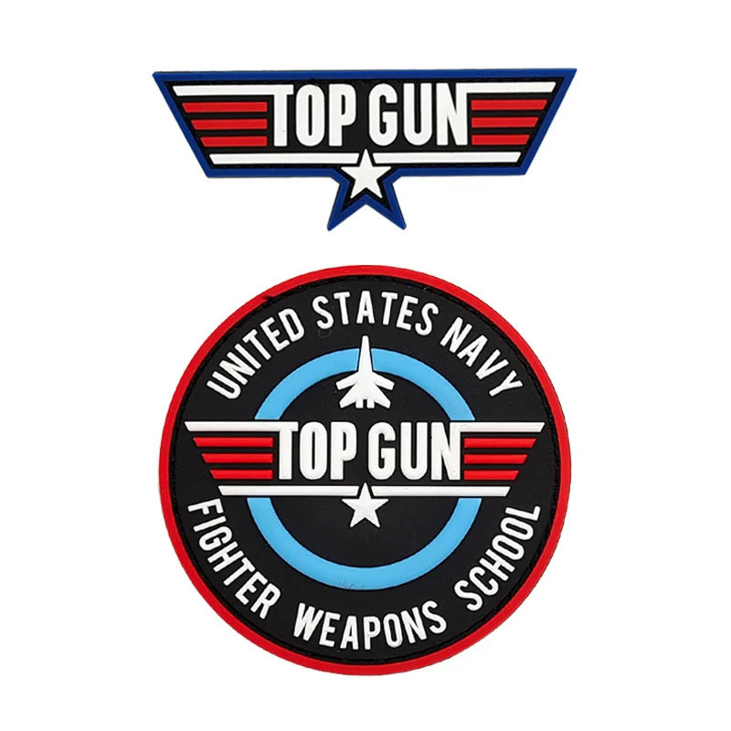 Top Gun 2 Pvc Rubber Hook and Loop badge Droplet Magic Backpack Stickers Tactical Clothes Hat Patch Glow in the Dark Armband