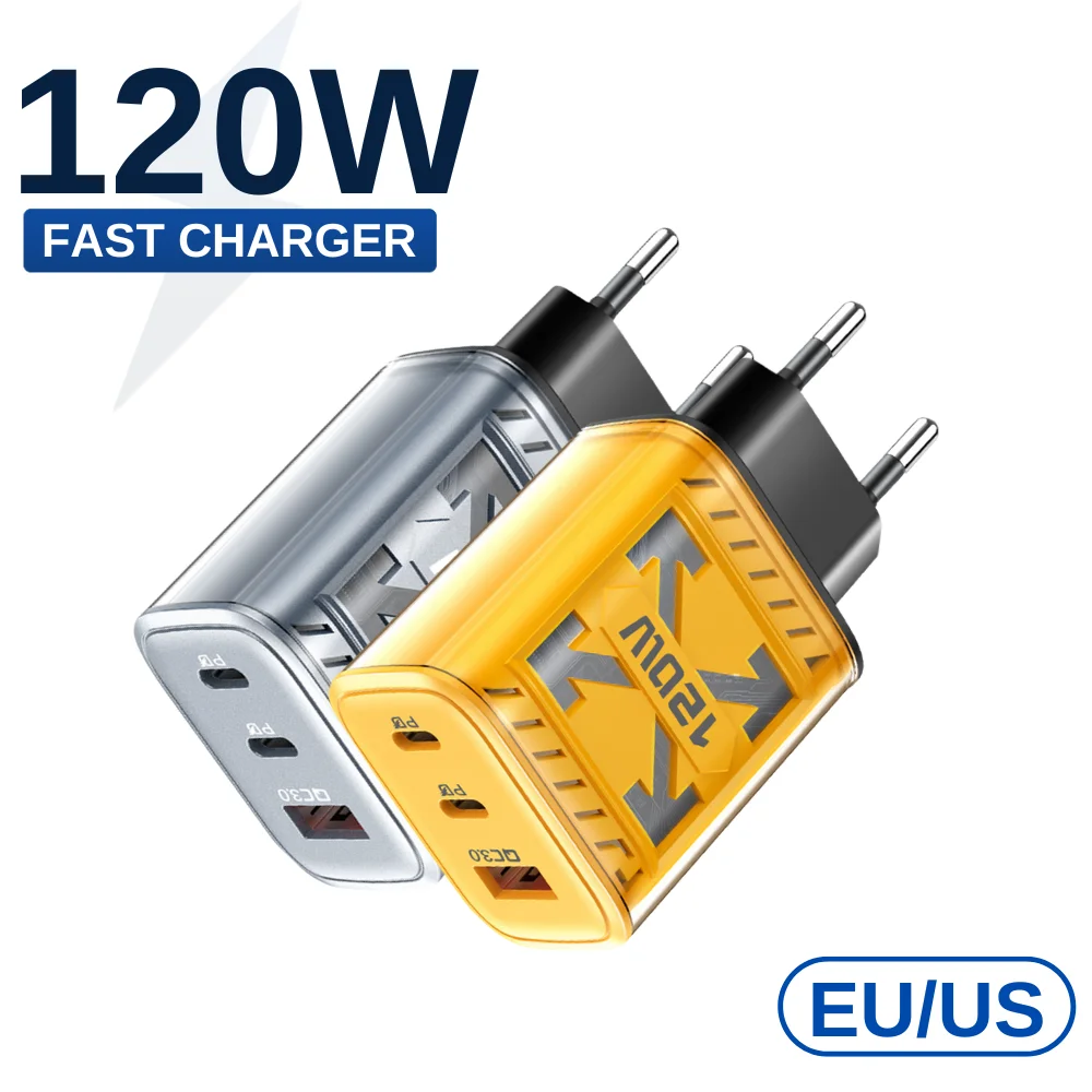 Multi Ports 120W Type C USB Fast Charging Charger Mobile Phone Adapter For iPhone Samsung Huawei Xiaomi PD Quick Charge Charger