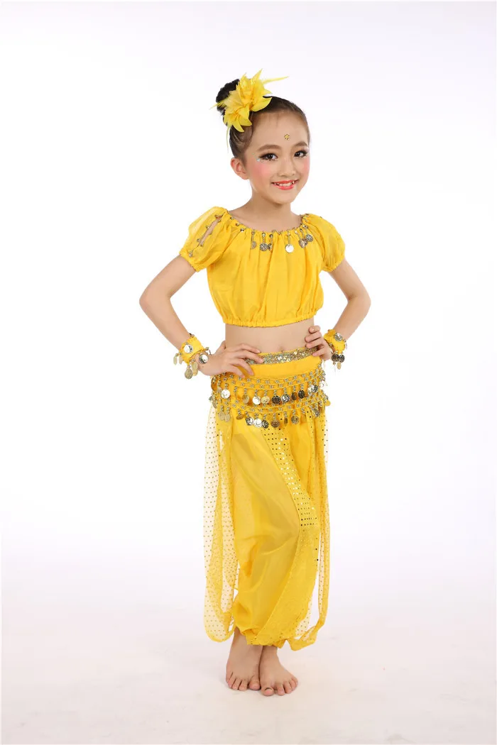 2022 New 5-piece Set Girls Belly Dancing India Bellydance Clothes Kids Belly Dance Costumes Set Children\'s Indian Dance Costume