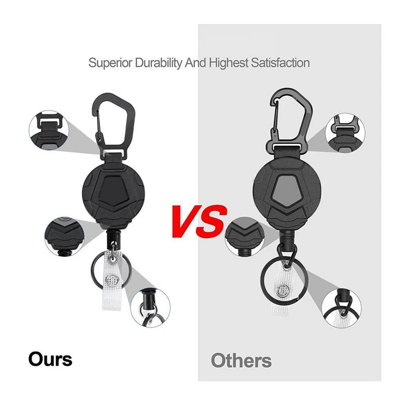 4 Pack Retractable Keychain, Badge Holders, Badge Reel With 23.6Inch Retractable Cord, Multitool Carabiner Key Chain Easy To Use