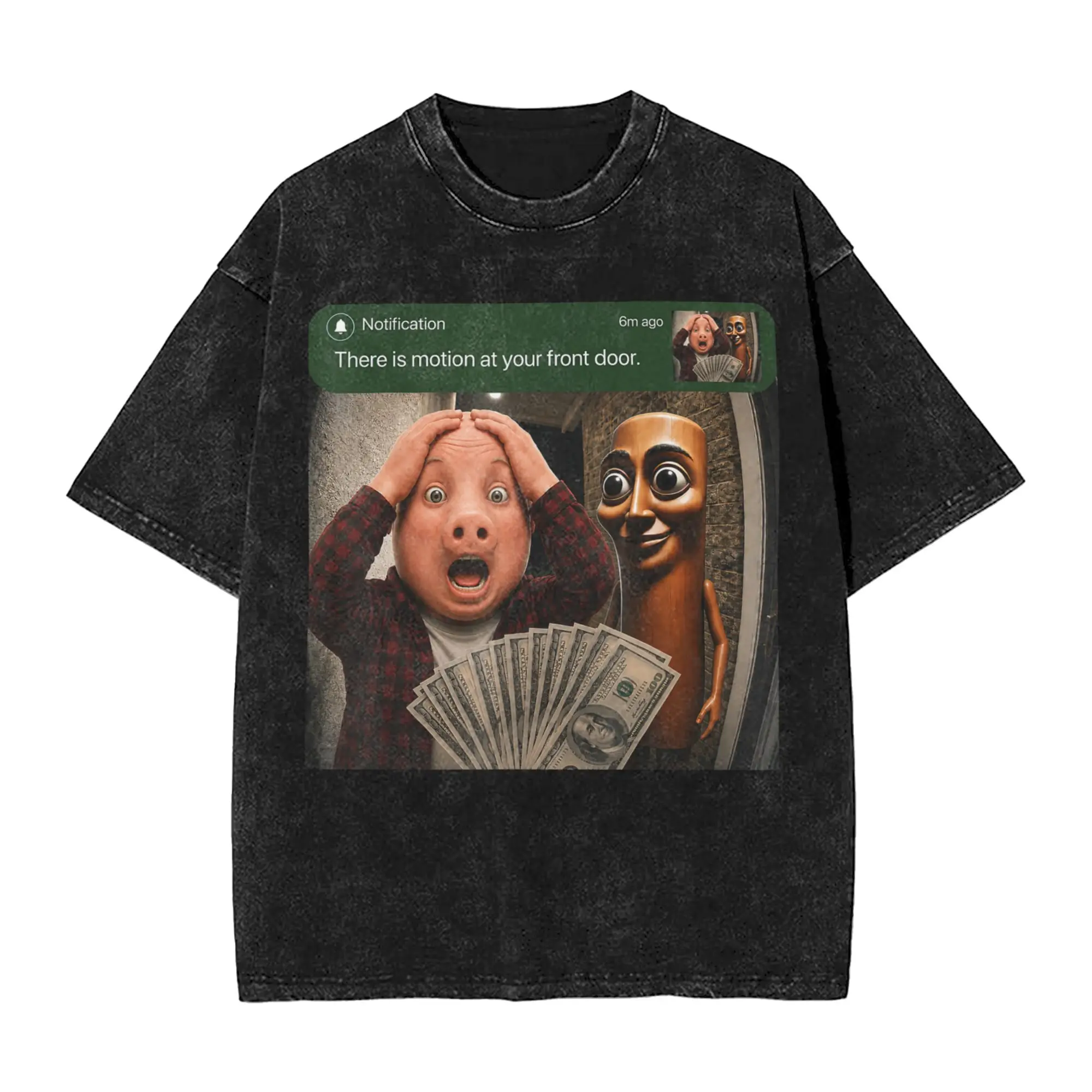 Tung Tung Sahur John Pork Motion at Your Front Door T-Shirts for Men Casual Cotton Tees Short Sleeve T Shirts Printed Clothes