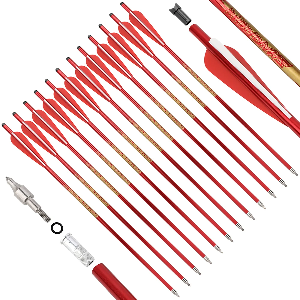 Archery Aluminum Crossbow Bolts 12pcs 22 Inch Arrow Shaft ID7.6mm OD8.8mm 4