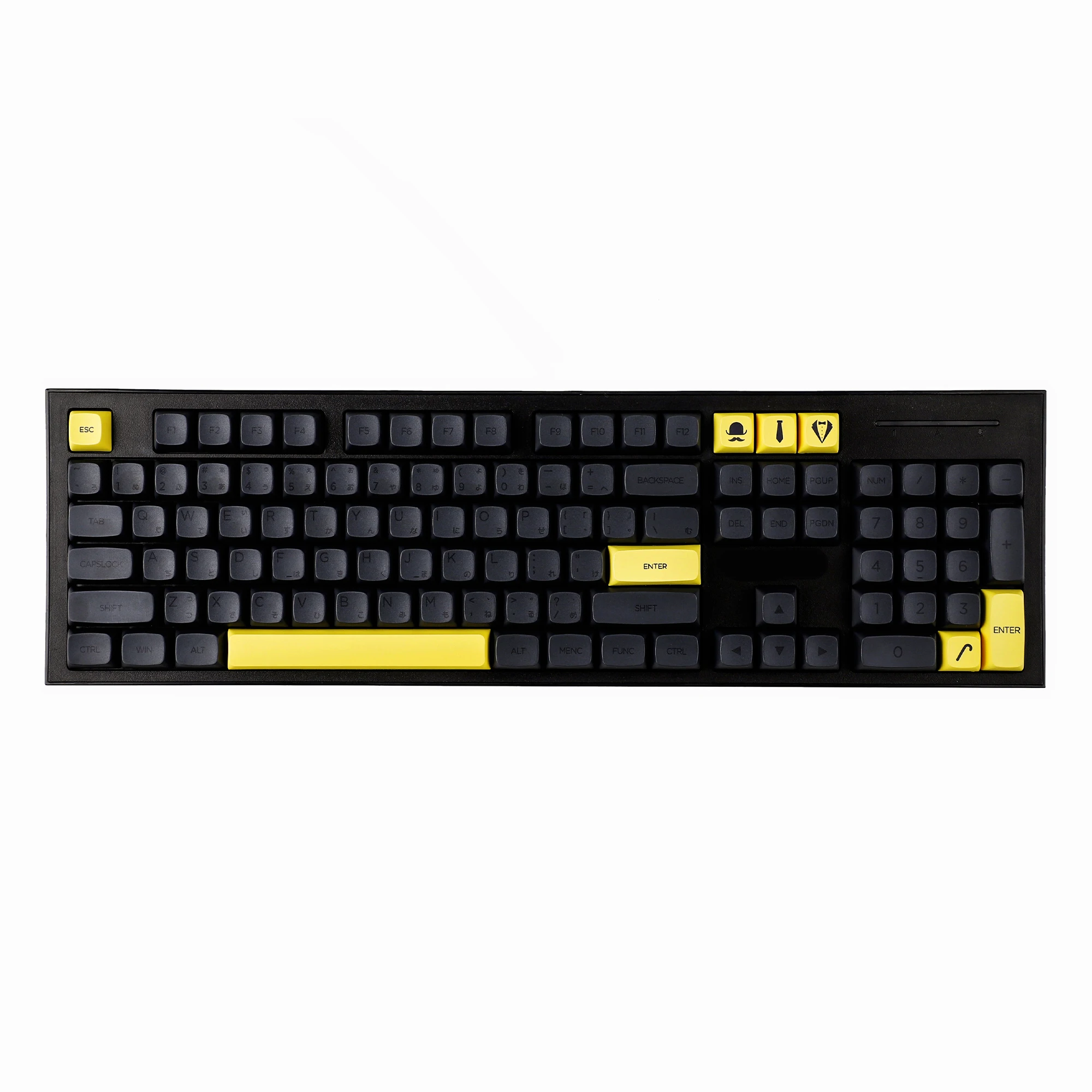 

YMDK 125 ZDA Profile Gentleman Japanese XDA v2 Dye Sub PBT Yellow Gray Keycaps For 104 TKL 60% 96 84 68 64 MX Switches Keyboard