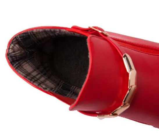 BLXQPYT Women's Kitten Heel Ankle Boots Pointed Toe Elastic Band Booties Metal Buckle Shoes Black Red White Plus Size 33-47 57-7 view 4
