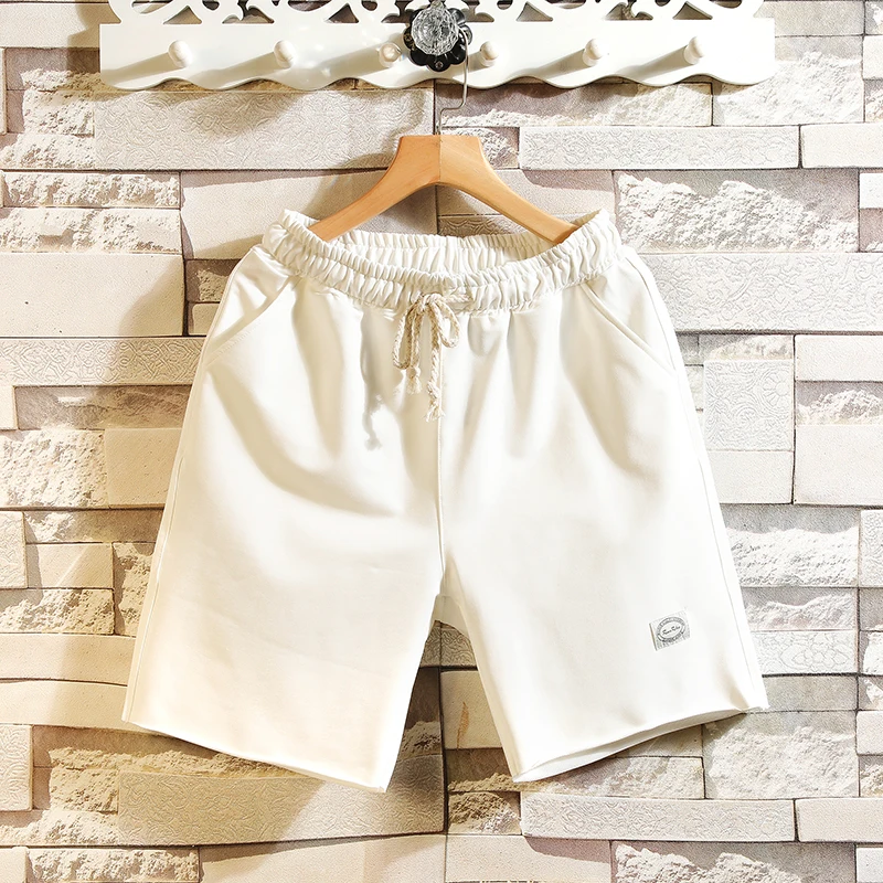 

Casual Men's orts Summer 5-Point Loose Beach Pants Spor Mid-Length Trendy Brand Youthful Elastic Waist Cotton Blend