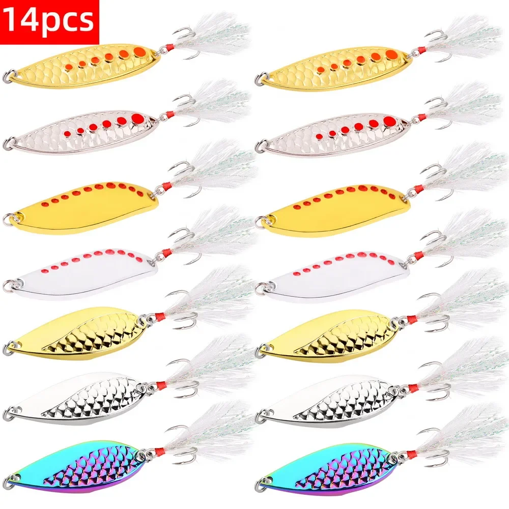 14PCS Fishing Lure Kit Zinc Alloy Bait Japanese 10/15/20/30g Metal Jig Fishing Accessories Zinc Alloy Mackerel Bass Pesca Baits