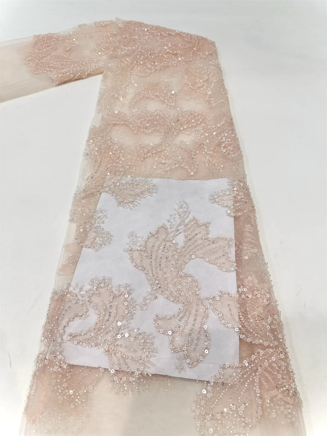 Wholesale French African Embroidey Beaded Lace Fabric 2024 High Quality Tulle Lace Fabric For Nigerian Wedding Dress