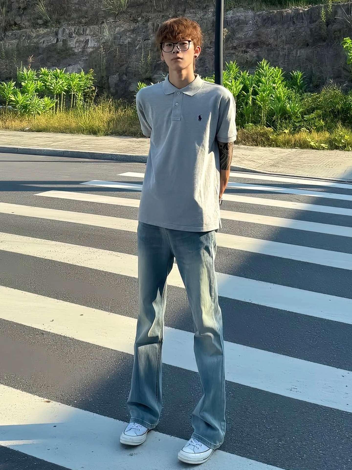 

Светло-голубые мужские джинсы Bell Bot с высокой талией, прямые, облегающие, с высоким вырезом, повседневные летние джинсы для подростков