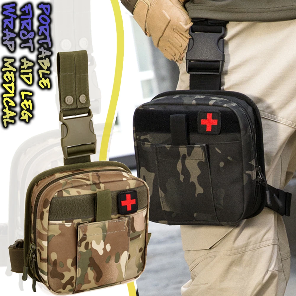 

Tactical Leg Wrap Medical Kit Outdoor Waterproof Organizer Waist Bag Airsoft Molle System First Aid Set Pack for Hunting Camping