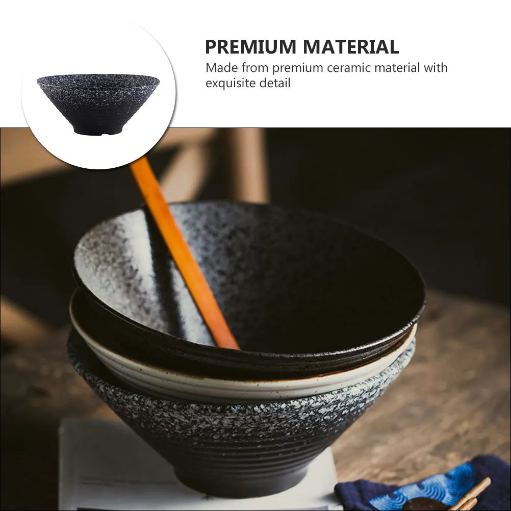 

1Pcs Japanese Ramen Bowl Ceramic Salad Bowl Multi Function Food Storage Container for Daily Dining Decoration Black