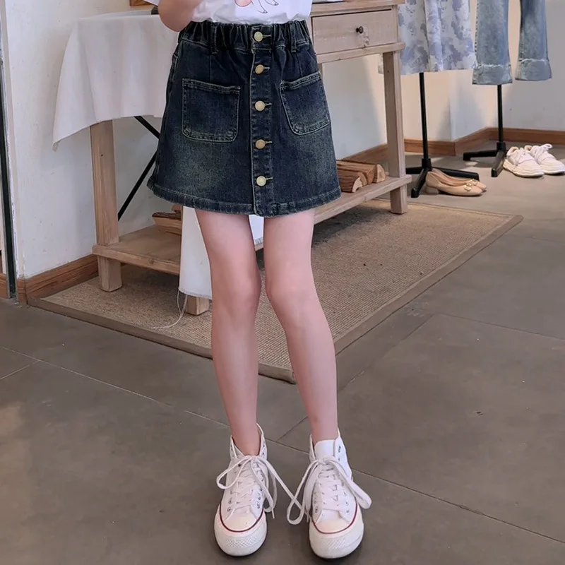 Girls Skirt Shorts 2024 Summer New Style Women Big Children Fashionable Denim Culottes Fashion Children Casual Dress Clothes