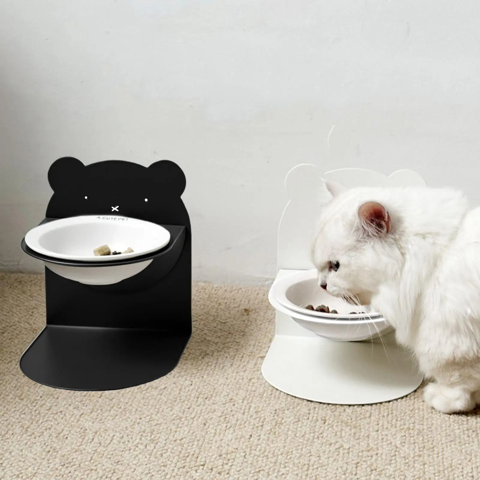 وعاء قطط جاف وطب وعاء طعام وعاء قطط الحيوانات طبق سيراميك الارتفاع قابل للتعديل وجبة حامل للداخلية في الهواء الطلق جرو هريرة صحية
