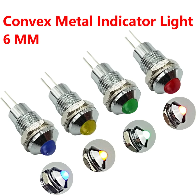 

5/20PCS 6mm LED Waterproof Metal Indicator Light Signal Lamp 6V 12V 24V 36v 220V Red/Yellow/Blue/Green Pilot switch