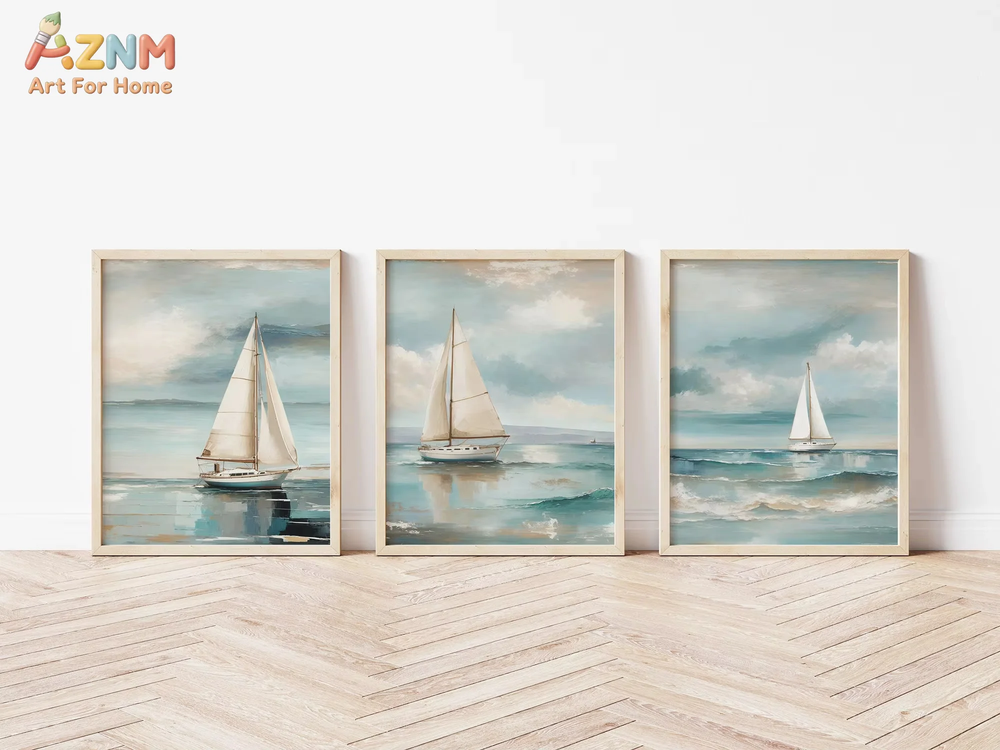 AZNM Retro Watercolor Ocean Wa - Home Decor Living Room Ideas ulasan dan harga