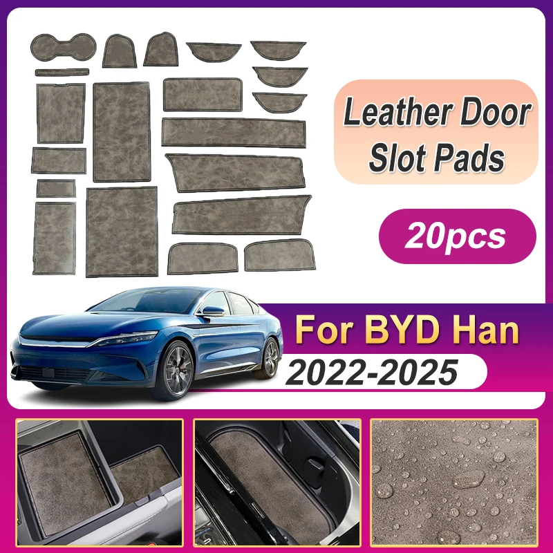 ل BYD هان 2020-2025 2021 2022 2023 2024 DM-i EV سيارة جلدية المضادة للانزلاق كأس حصيرة حماية بوابة فتحة وسادة حماية الباب وسادة حصيرة