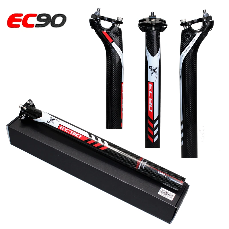 EC90 Ultralight Full Carbon Fiber Bicycle Seatpost Road Bike Seat Tube MTB Seatpost Double Nail Clamp Riding Accessories 2022 3K