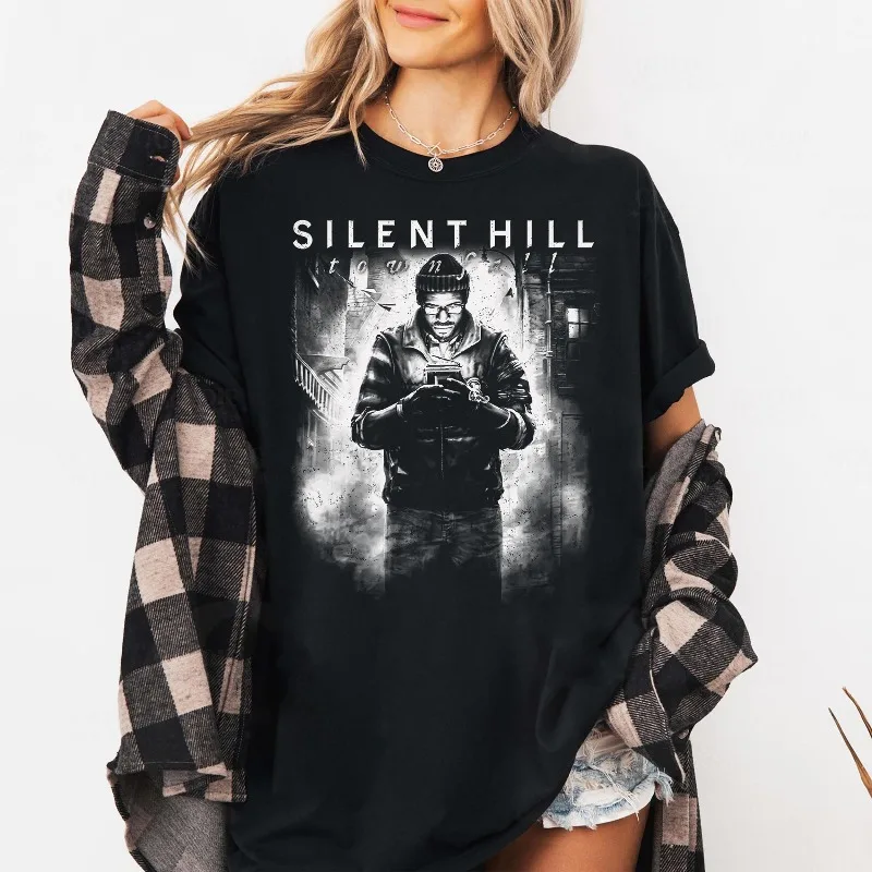 Silent Hill Town Overturning T-shirt Game T-shirt Retro Women's T-shirt Trendy Street Retro Harajuku Style Unisex