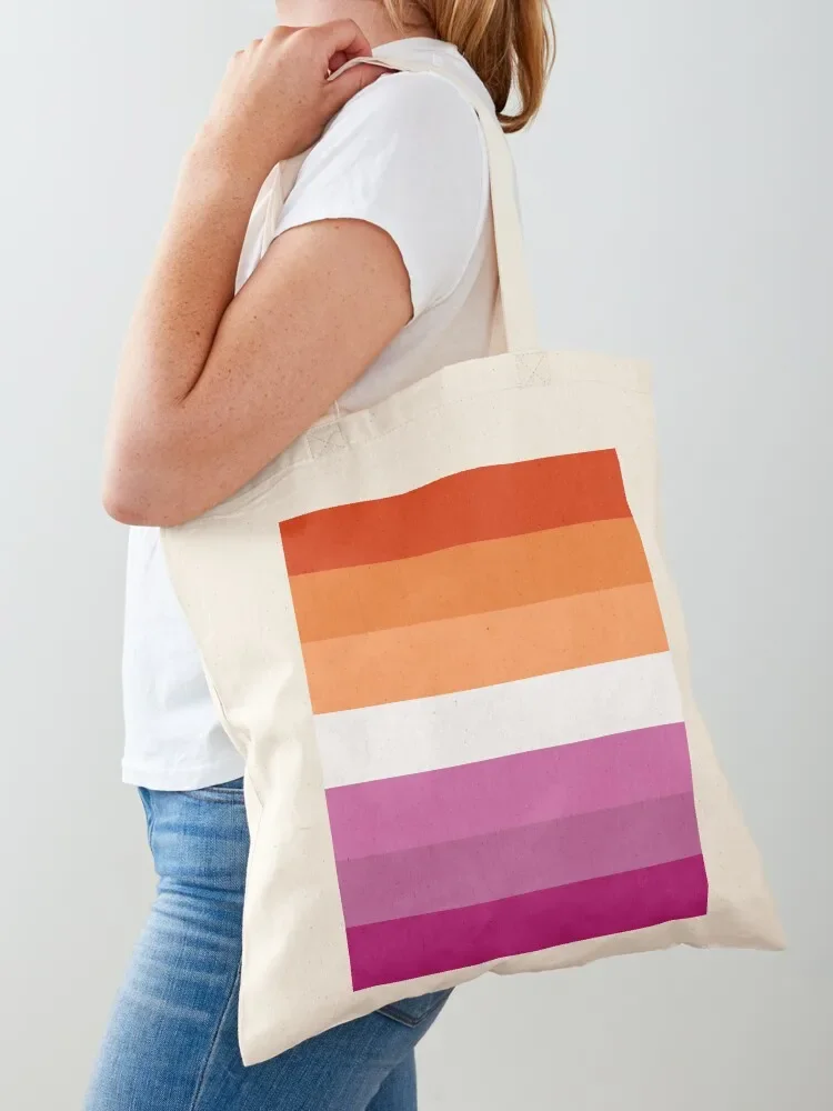 

Orange - Magenta Lines // Lesbian Pride Flag // Butch Femme Pride Flag Tote Bag great bag tote bag Women's handbag