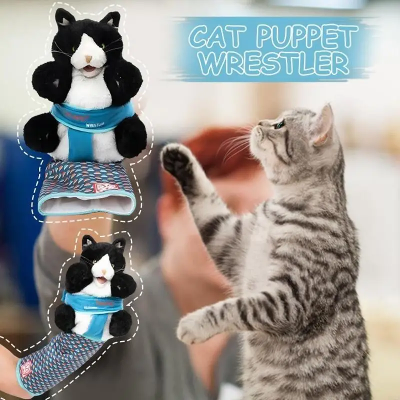Qx2d Cats Wrestler Hand Puppet Prush Plush Toy สำหรับสัตว์เลี้ยงสนุกเล่นตุ๊กตาสัตว์