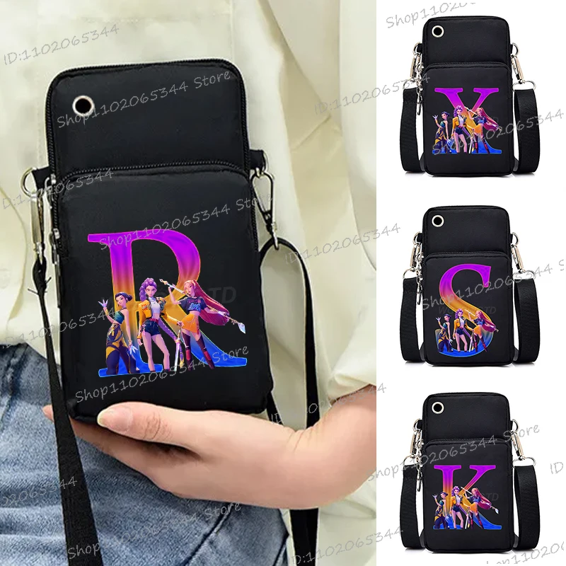 

Girl Zipper Anime Cartoon Shoulder Bag Cute Letter A-Z Women Men Messenger Bags Lightweight Casual Mini Mobile Phone Bag