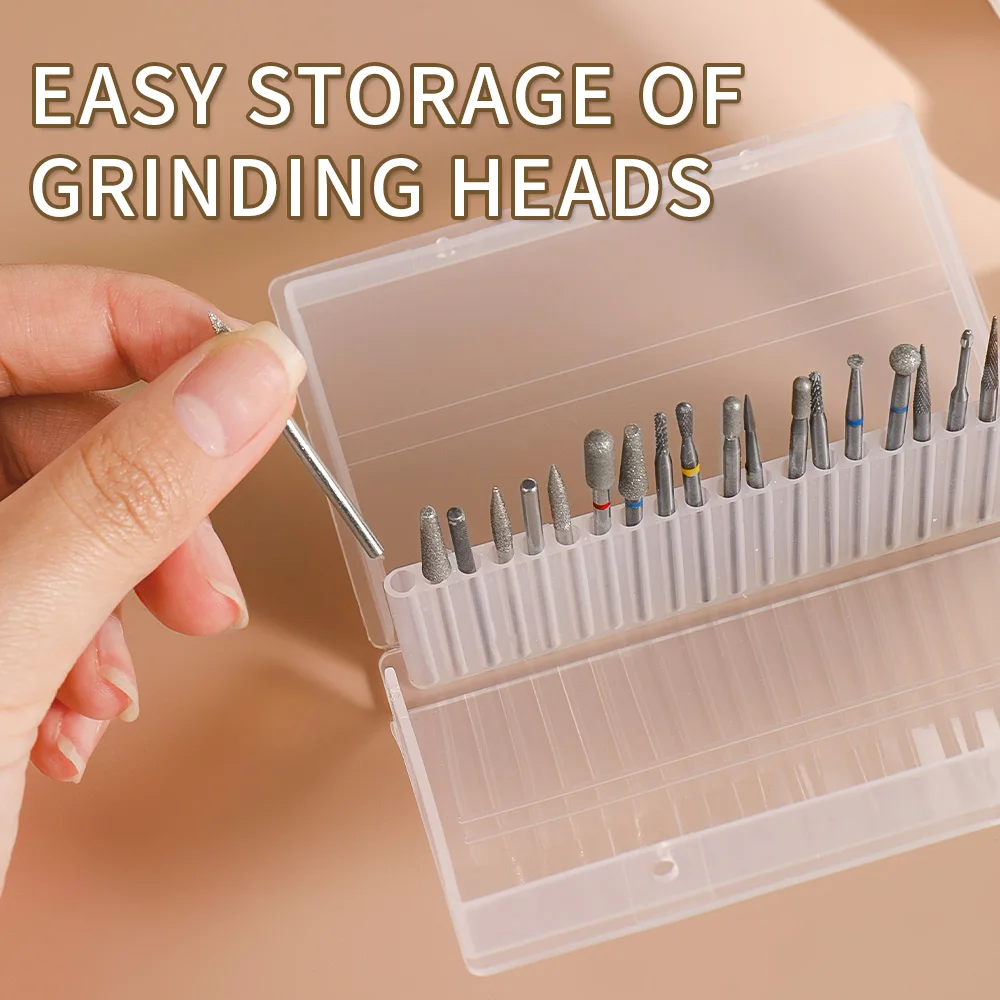 Support de foret à ongles Transparent en acrylique, 24 trous, boîte de rangement, vitrine Portable anti-poussière, vernis Gel et outil d'art des ongles œil de chat