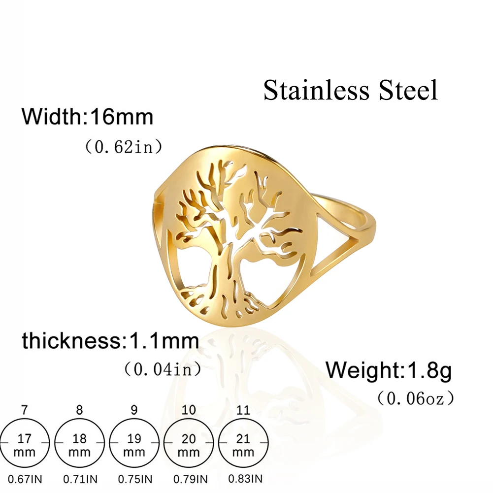 Lucktune Tree of Life Finger Ring Stainless Steel Tree Symbol Silver Color Ring for Women Men New In Jewelry Couple Wedding Gift