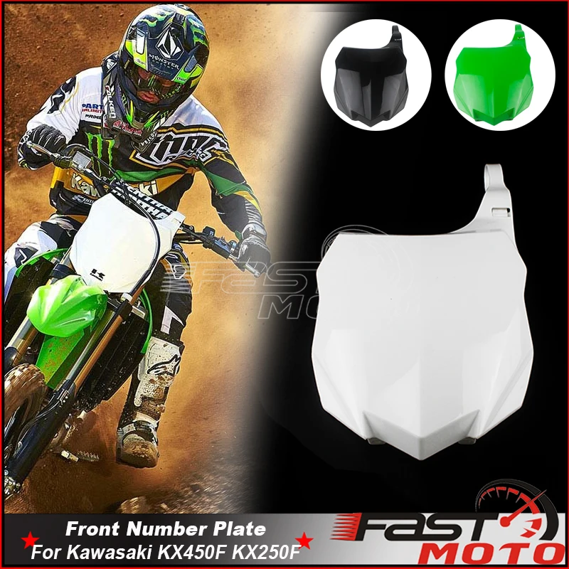 For Kawasaki KXF KLX KX450F KX250F KX Motocross Supermoto Dirt Bike Plastic Front Number Plate Fairing Mask 2013 2014 2015 2016