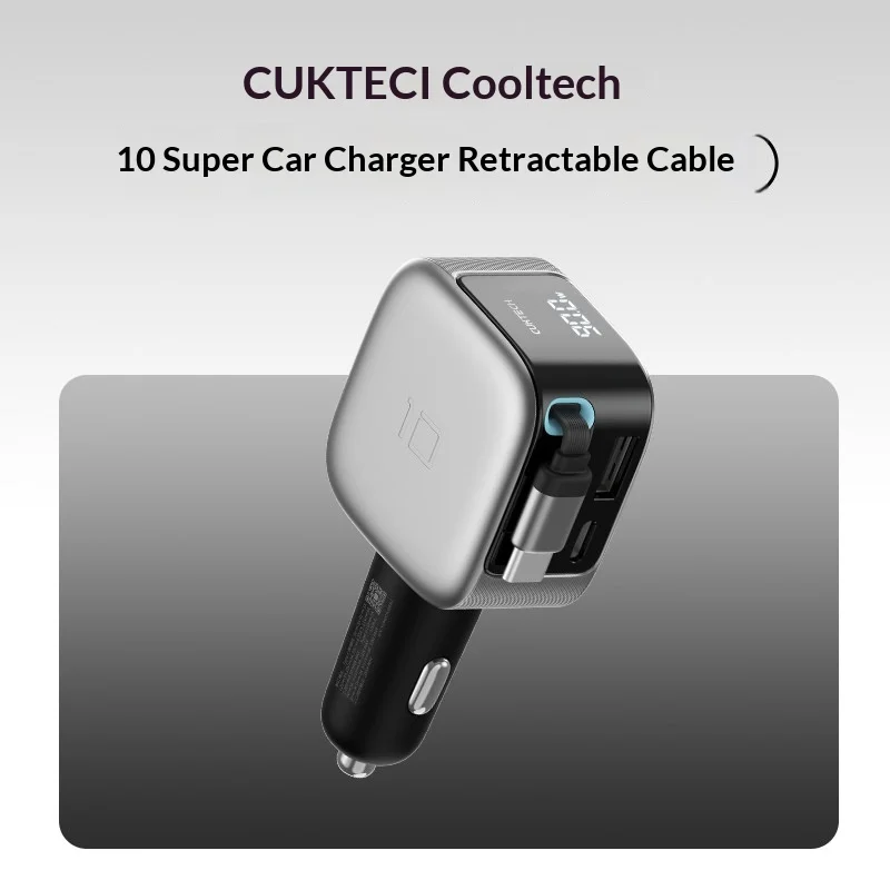 Cuktech No 10 Super Car Charger Built In Cable Multi Port High Power Pd Fast Charging Multiple Safety Protection For Car Use