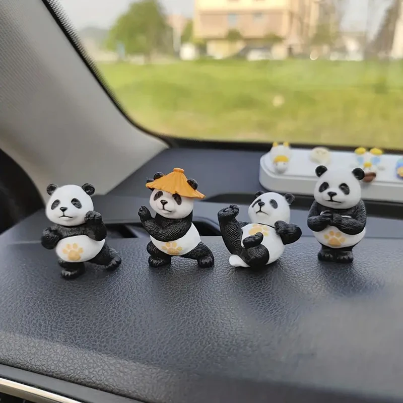 4Pcs/set Cartoon Kung Fu Panda Car Decoration Popular Toys Souvenir Fairy Garden Miniatures Action Figures Desktop Home Decor