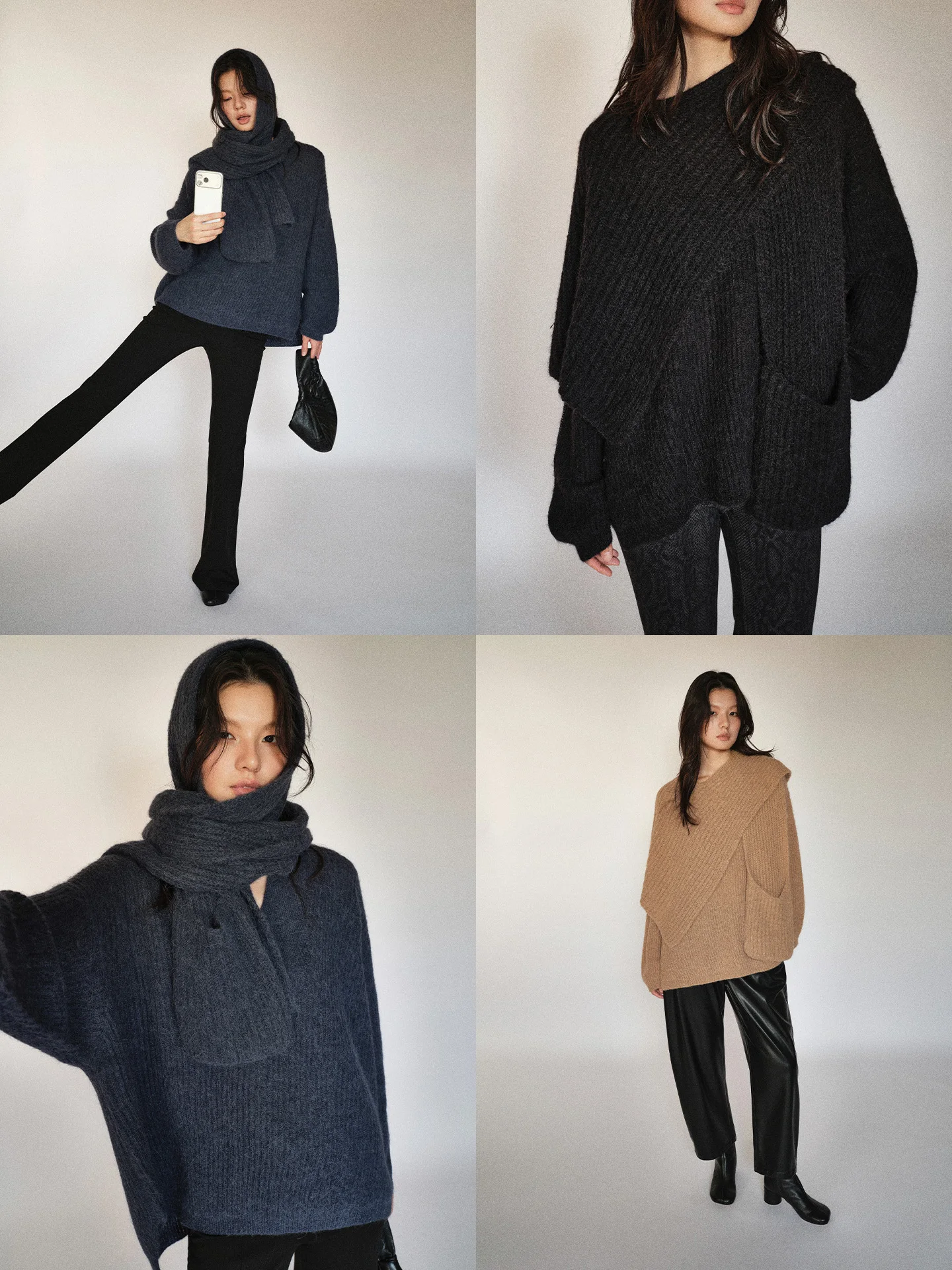 

Warmth And Sle: Alpaca Wool V-Ne Sweater awl Set Fuzzy Texture oulder Wrap Faionable Knitwear for Women