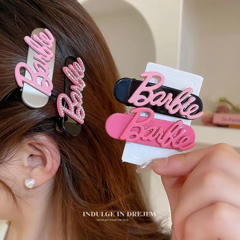 

2ps-Barbie Kawaii Hair Clip Cartoon Anime Doll Duck Mouth Clip Pink Student Side Bang Clip Fashion Hair Accessories Girl Gift