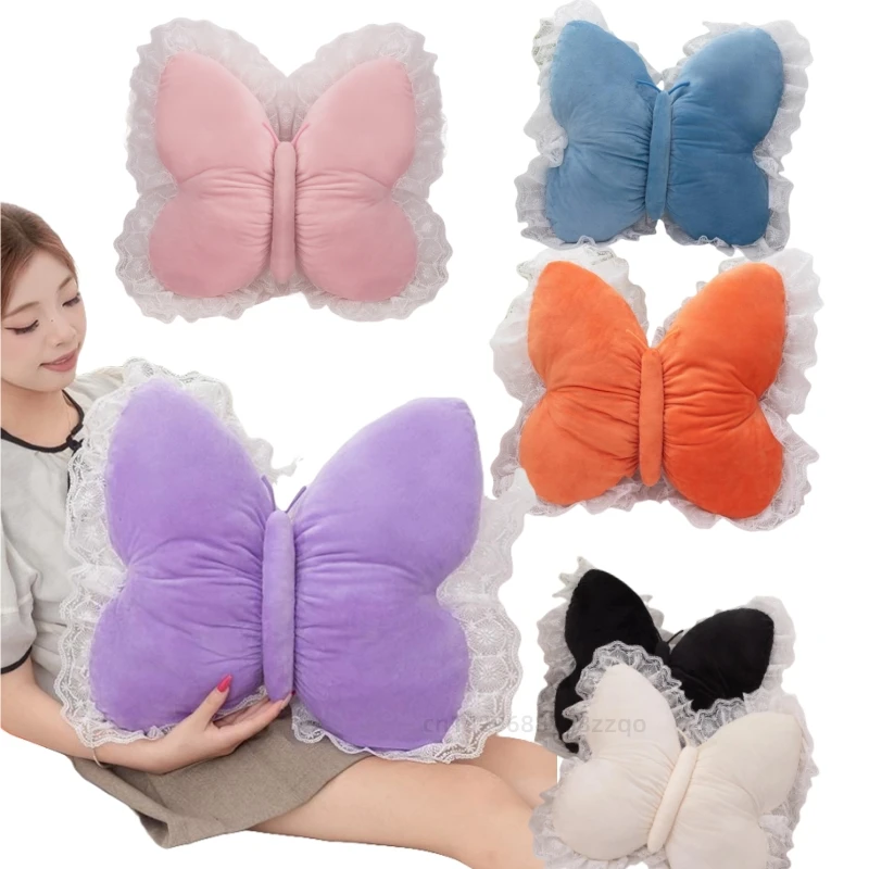 

New Lace Butterflies Colorful Throw Pillow Super Soft Dolls Cartoon Plush Toys Animals Birthday Hallowmas cushion Gifts for Kids