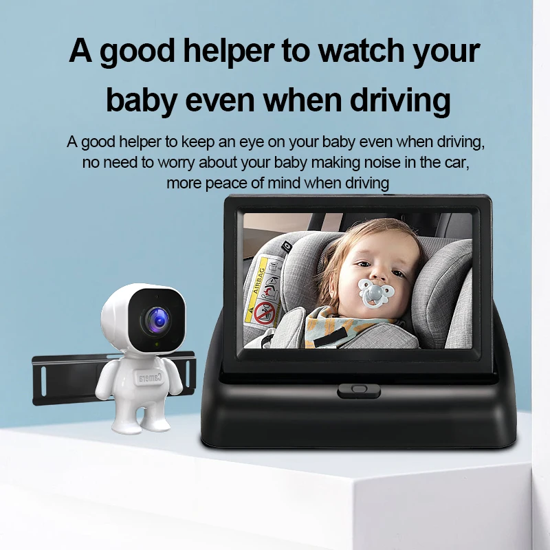 Easily Observe Baby's Move Baby Car Camera 4.3 Inch Screen With Night Vision Camera Easy Installation for Car Seat Rear Facing