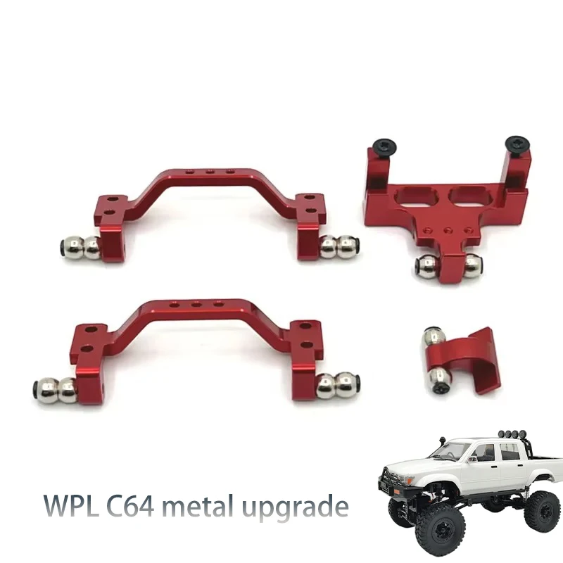 Metal Upgraded Pedal, Pull Rod, Suspension Frame, Rudder Base Set for WPL 1/16 C64 C64-1 RC Car Parts Car Accessories