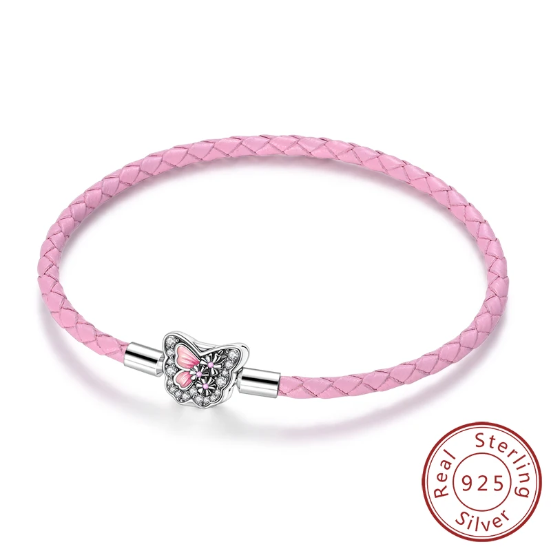 Pulsera Original de Plata de Ley 925 - Brazalete con Dijes (Tamaño 17-20 سم)