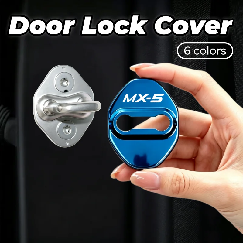 Prevent Rust! 4Pcs MX‑5 Logo Door Lock Latch Cover for Mazda MX‑5 Roadster Anti‑Scratch Car Door Buckle Protector Accessories