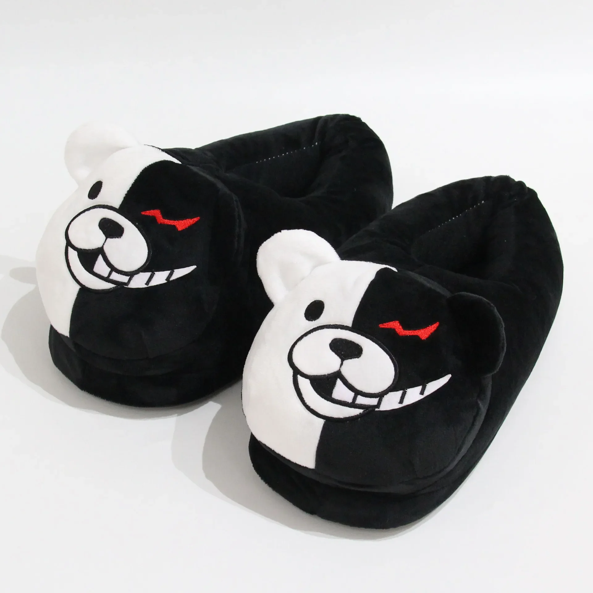 

Plush Slippers Fuzzy Slides Shoes Women Men Monokuma Kigurumis Black White Anime Bear Home Shoes Cartoon Cute House Slippers