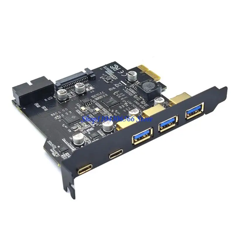 02DD Expand Your Computer's Ports with USB 3.2 Gen1 Type C PCIE Card Hub - PCI-E Adap