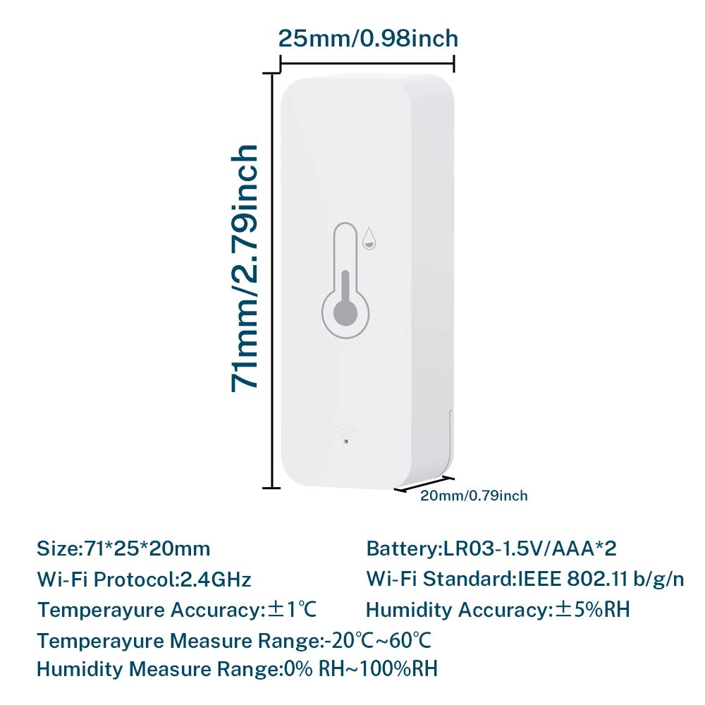 Tuya WiFi Temperature Humidity Sensor for Indoor Smart Home SmartLife APP Remote Monitor Work With Alexa Google Assistant